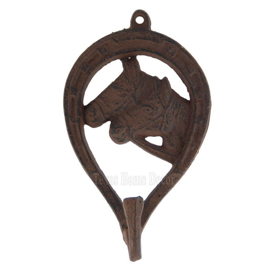 Horse Wall Hook Horseshoe Coat Hanger Cast Iron Rustic Western Decor