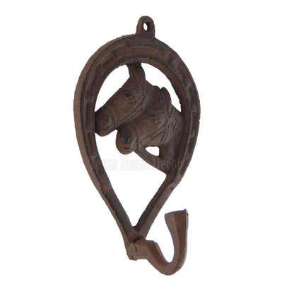 Horse Wall Hook Horseshoe Coat Hanger Cast Iron Rustic Western Decor