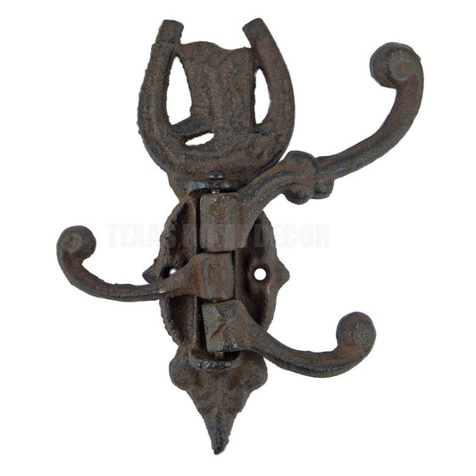 Swivel Hooks Cowboy Boots Cast Iron Coat Hook Towel Western Rustic Antique Style