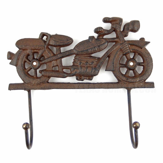 Cast Iron Indian Motorcycle Wall Hook Key Towel Coat Hanger Antique Style Brown