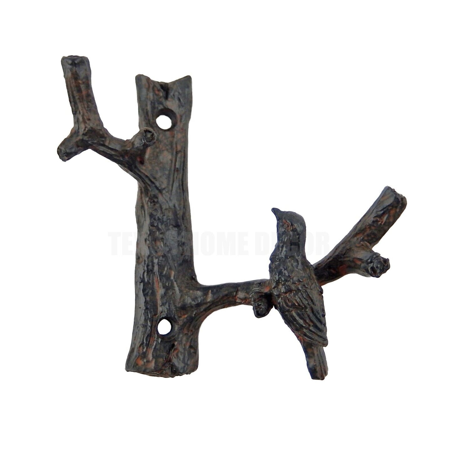 Bird Branch Double Wall Hook Wrought Iron Key Towel Coat Hanger Antique Style