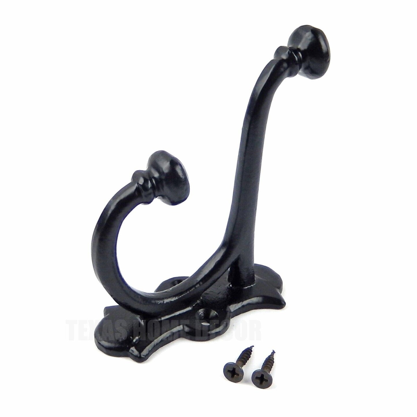 Fancy Farmhouse Harness Double Wall Hook Cast Iron Coat Towel Robe Hanger Black