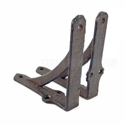 2 Small Simple Cast Iron Shelf Brackets Rustic Antique Style Corner Braces 3.75"