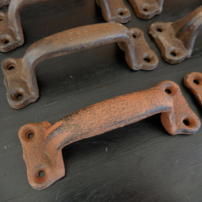 10 Rustic Metal Door Handles Heavy Duty Cast Iron (Read Description)