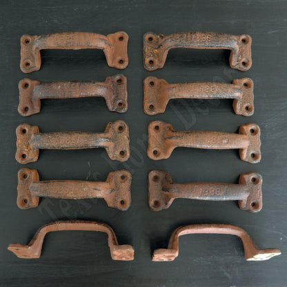 10 Rustic Metal Door Handles Heavy Duty Cast Iron (Read Description)