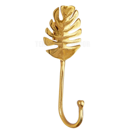 Palm Leaf Wall Hook Key Towel Coat Hanger Aluminum Alloy Antique Gold Finish