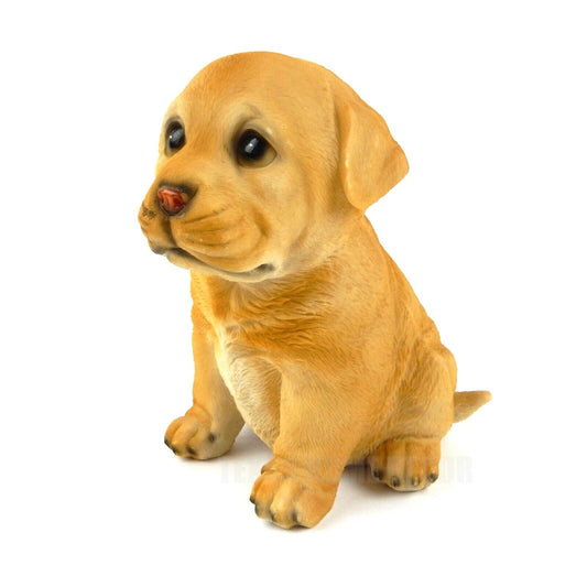 Brown Lab Puppy Dog Figurine Statue Table Top Realistic Look 6.5 in Tall