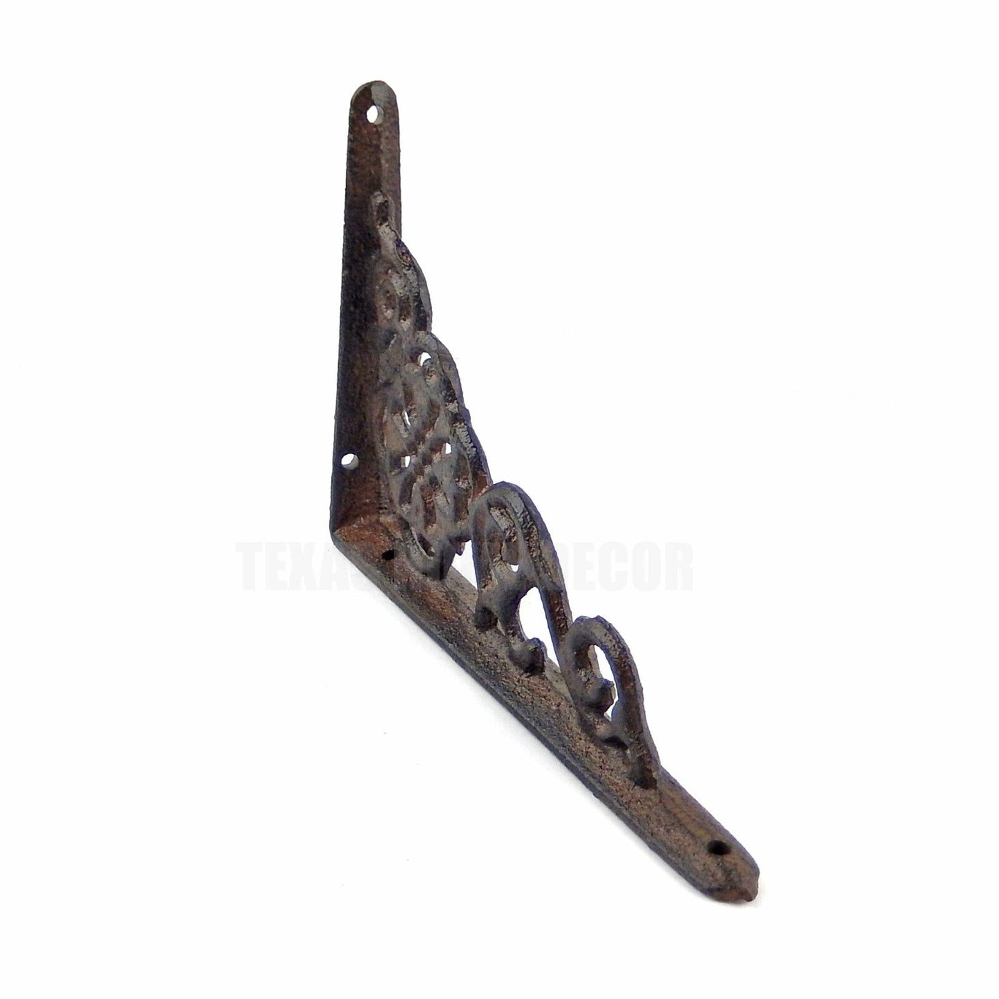 2 Small Flower Shelf Brackets Cast Iron Braces Antique Style 6 1/2 x 4 1/2"