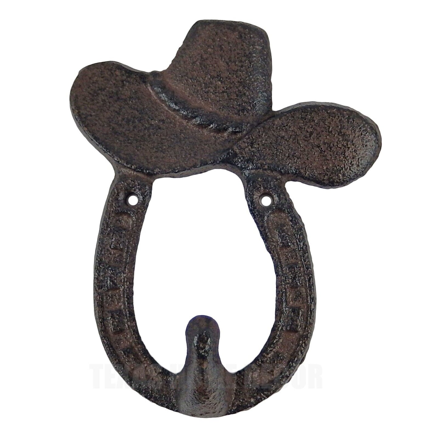 6 Hat Horseshoe Wall Hooks Cast Iron Rustic Western Key Coat Towel Hanger 5 inch