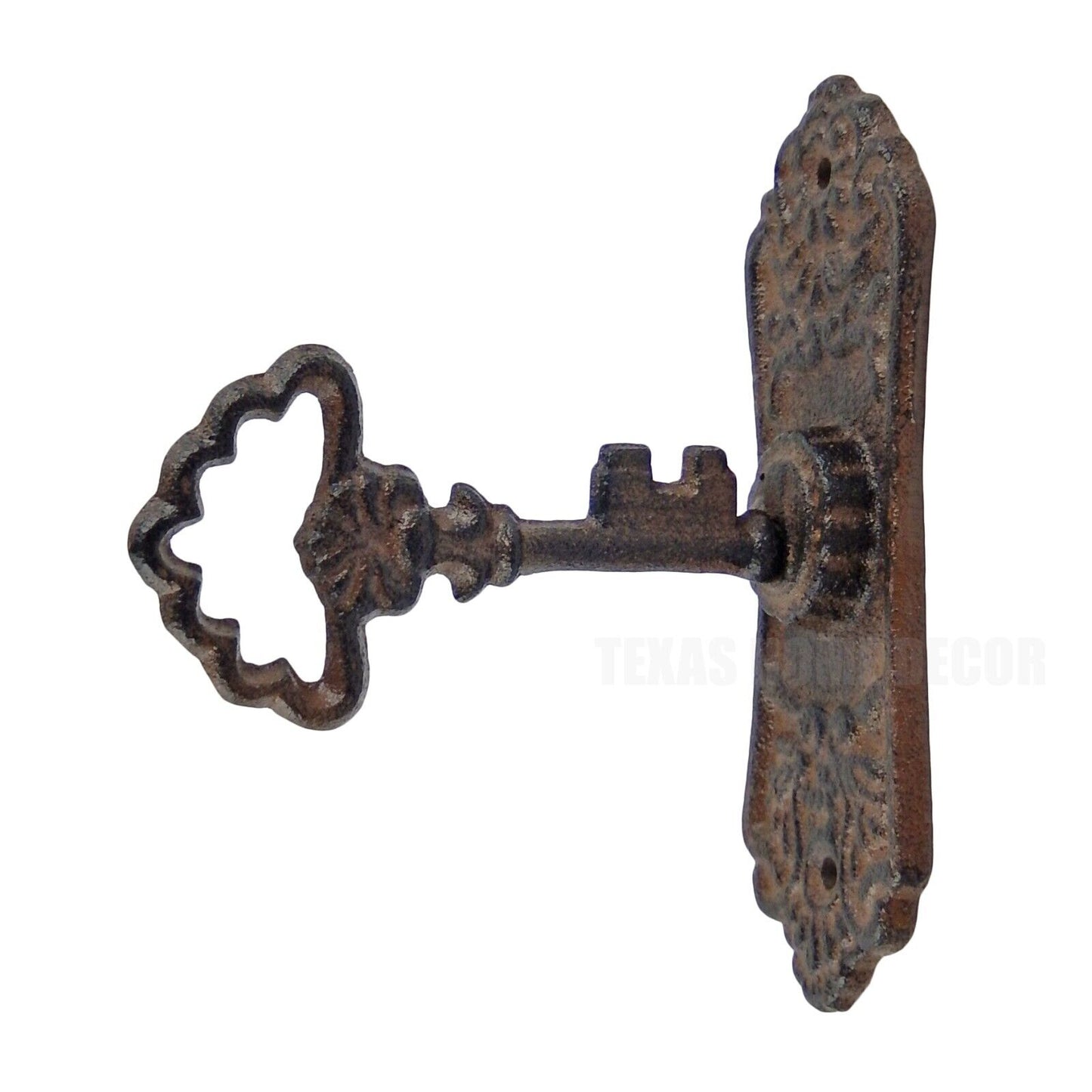 Key in Lock Wall Hook Cast Iron Coat Towel Purse Hanger Antique Style Door Plate