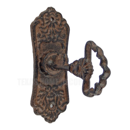 Key in Lock Wall Hook Cast Iron Coat Towel Purse Hanger Antique Style Door Plate