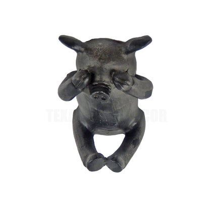 See No Evil, Hear No Evil, Pig Wall Hook Coat Towel Purse Hanger Metal Black