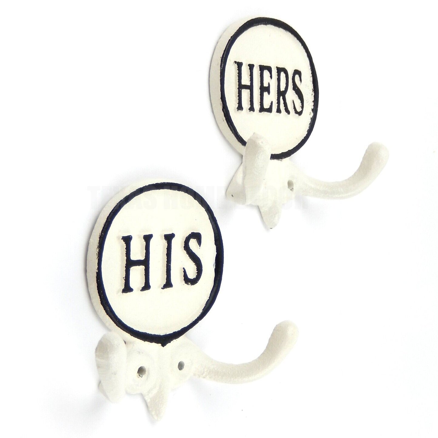 His & Hers Double Wall Hooks Cast Iron Towel Coat Key Hanger Black and White