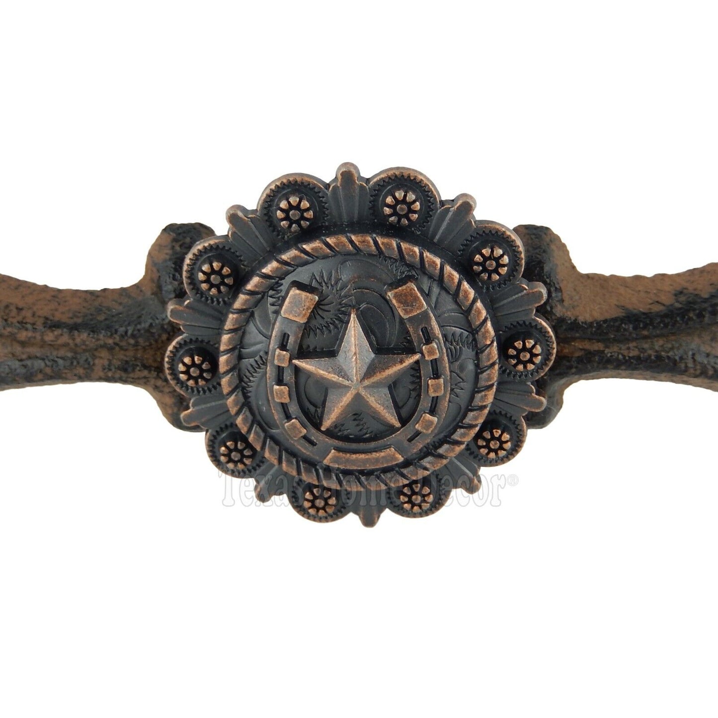 Horseshoe Star Handle Copper Concho Door Drawer Pull Cast Iron Antique Style