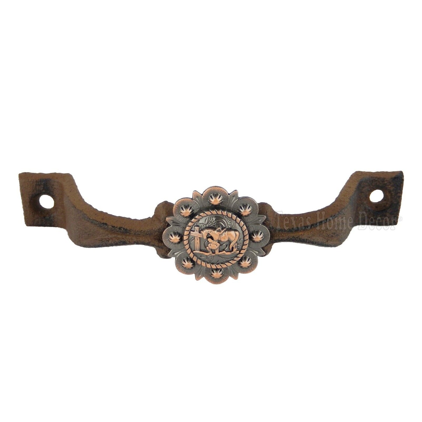 Metal Door Handle Praying Cowboy Copper Concho Drawer Cabinet Pull Rustic