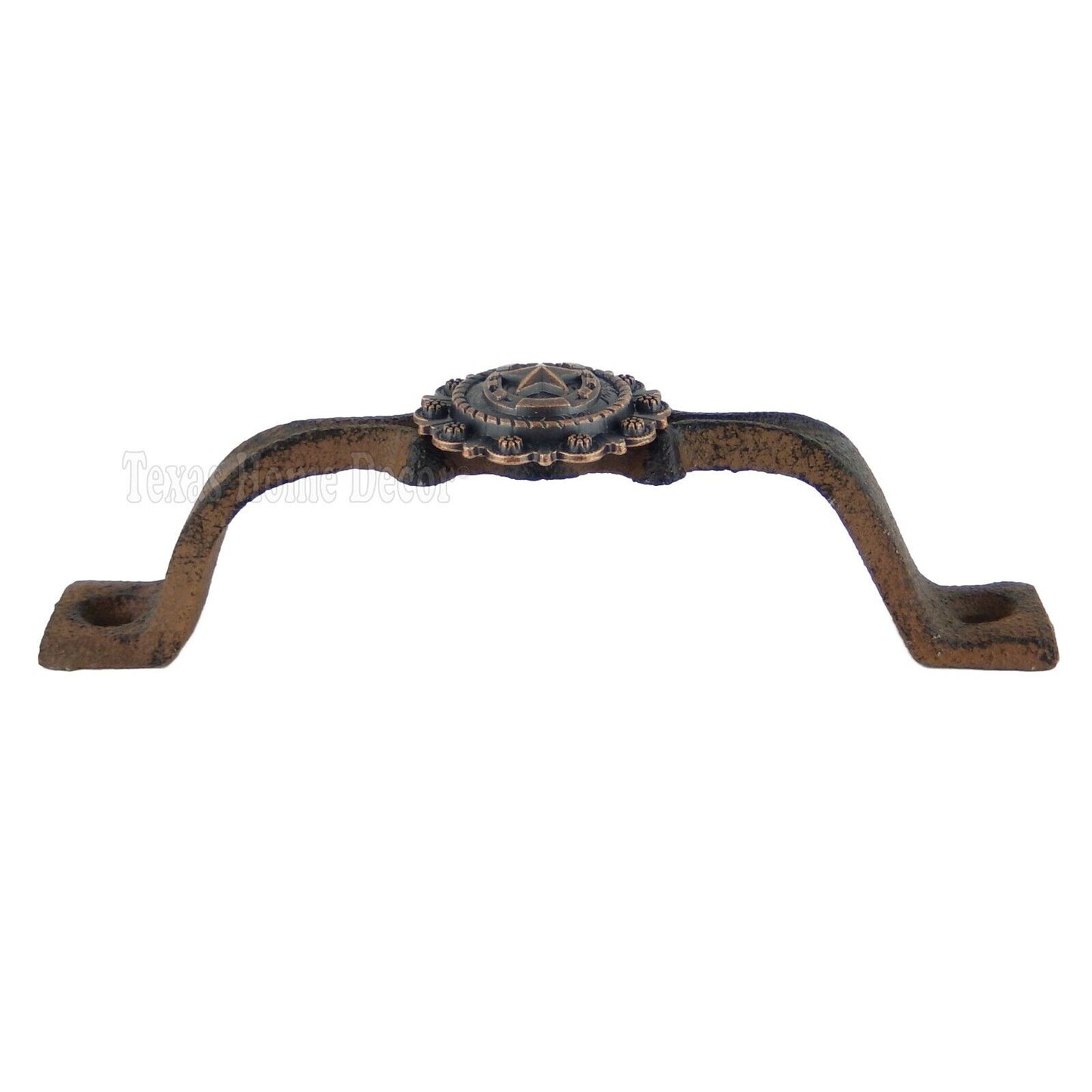 Horseshoe Star Handle Copper Concho Door Drawer Pull Cast Iron Antique Style