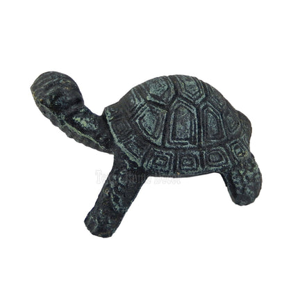 Baby Turtle Figurine  Paper Weight Cast Iron Nautical Garden Pond Green Black