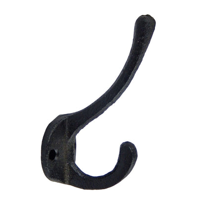 Cast Iron Double Wall Hook Key Towel Coat Door Robe Hanger Matte Black 3 inch