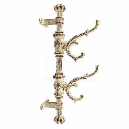 Shabby Swivel Wall Hook Coat Jacket Hanger Distressed Beige Cast Iron 13.5" Tall