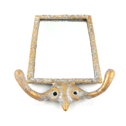 Mirror Double Wall Hook Metal Key Towel Coat Necklace Hanger Antique Style Gold