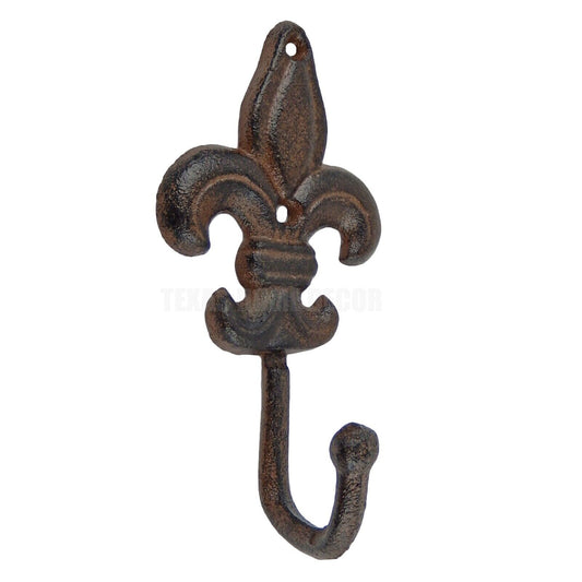 Fleur De Lis Wall Hook Cast Iron Key Towel Coat Hanger Rustic Victorian Decor