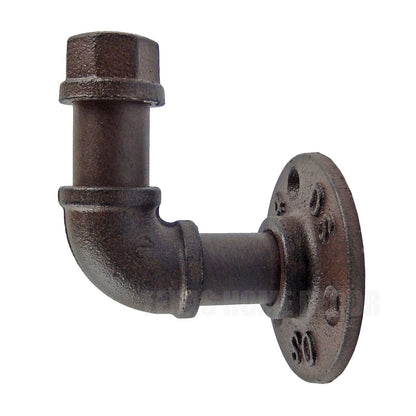 Industrial Pipe Wall Hook 1/2" Thick Coat Towel Hanger Rustic Brown Heavy Duty