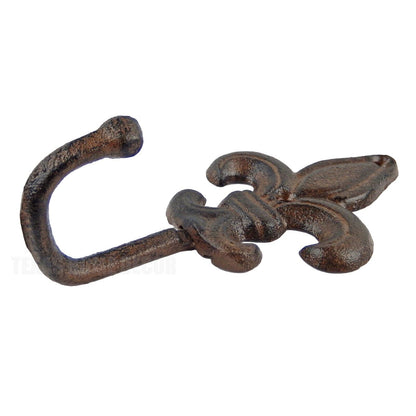 Fleur De Lis Wall Hook Cast Iron Key Towel Coat Hanger Rustic Victorian Decor