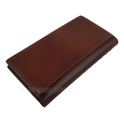 Western Rodeo Wallet Bi-Fold Genuine Dark Brown Leather Tooled Leaf Stitching