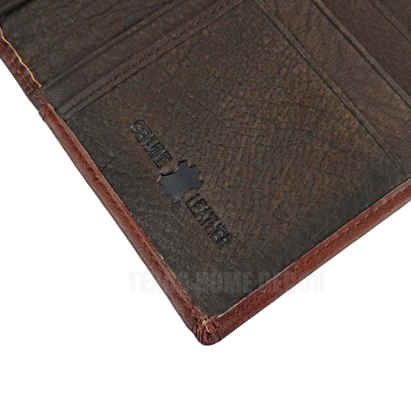 Western Rodeo Wallet Bi-Fold Genuine Dark Brown Leather Tooled Leaf Stitching