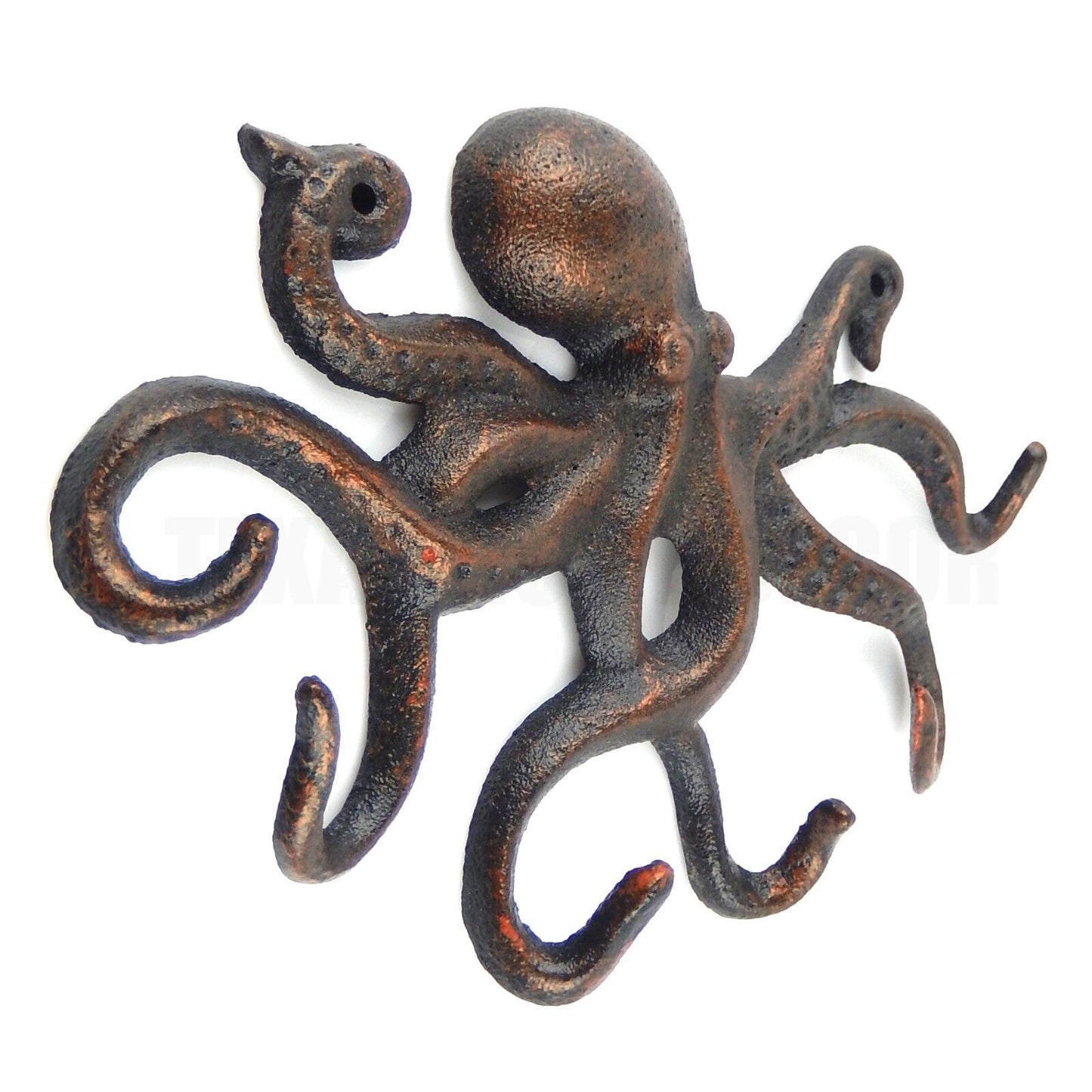 Cast Iron Octopus Wall Hook Nautical Key Rack Towel Coat Hanger Rustic Copper