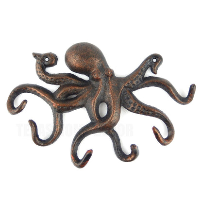 Cast Iron Octopus Wall Hook Nautical Key Rack Towel Coat Hanger Rustic Copper