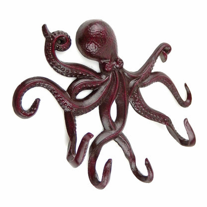 Aluminum Octopus Tentacles Wall Hook Key Towel Coat Hanger Rack Brown Maroon