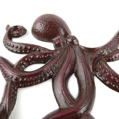 Aluminum Octopus Tentacles Wall Hook Key Towel Coat Hanger Rack Brown Maroon