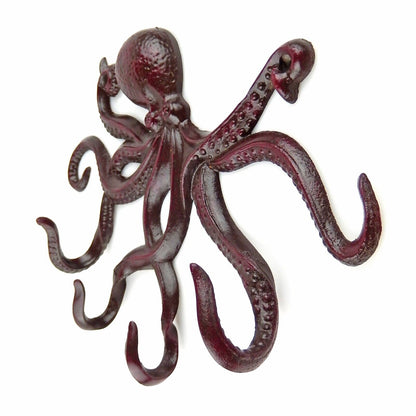 Aluminum Octopus Tentacles Wall Hook Key Towel Coat Hanger Rack Brown Maroon