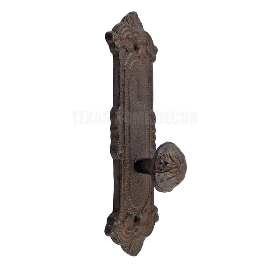 Cast Iron Victorian Door Plate with Knob Wall Hook Antique Style Decorative 8"