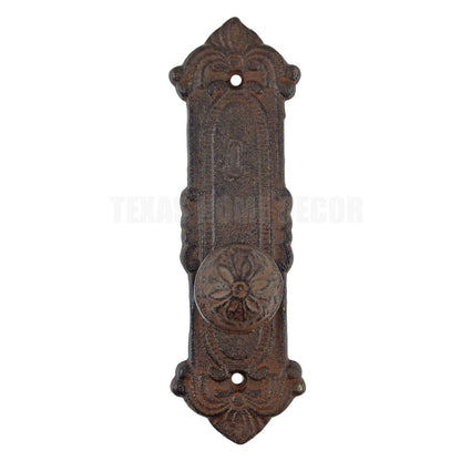 Cast Iron Victorian Door Plate with Knob Wall Hook Antique Style Decorative 8"