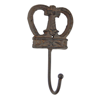 Cast Iron Crown Cross Wall Hook Key Towel Coat Hanger Royal Antique Style Brown