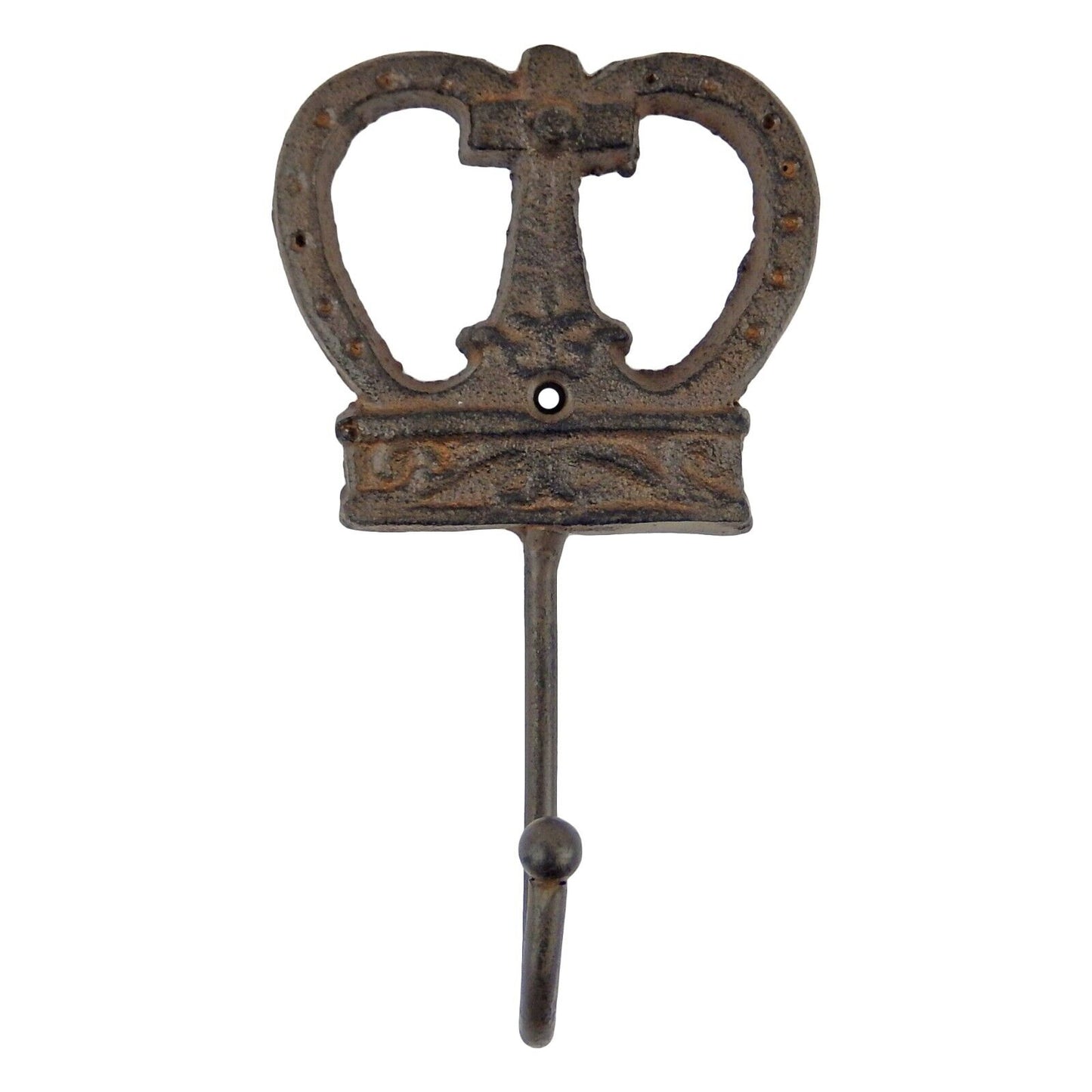 Cast Iron Crown Cross Wall Hook Key Towel Coat Hanger Royal Antique Style Brown