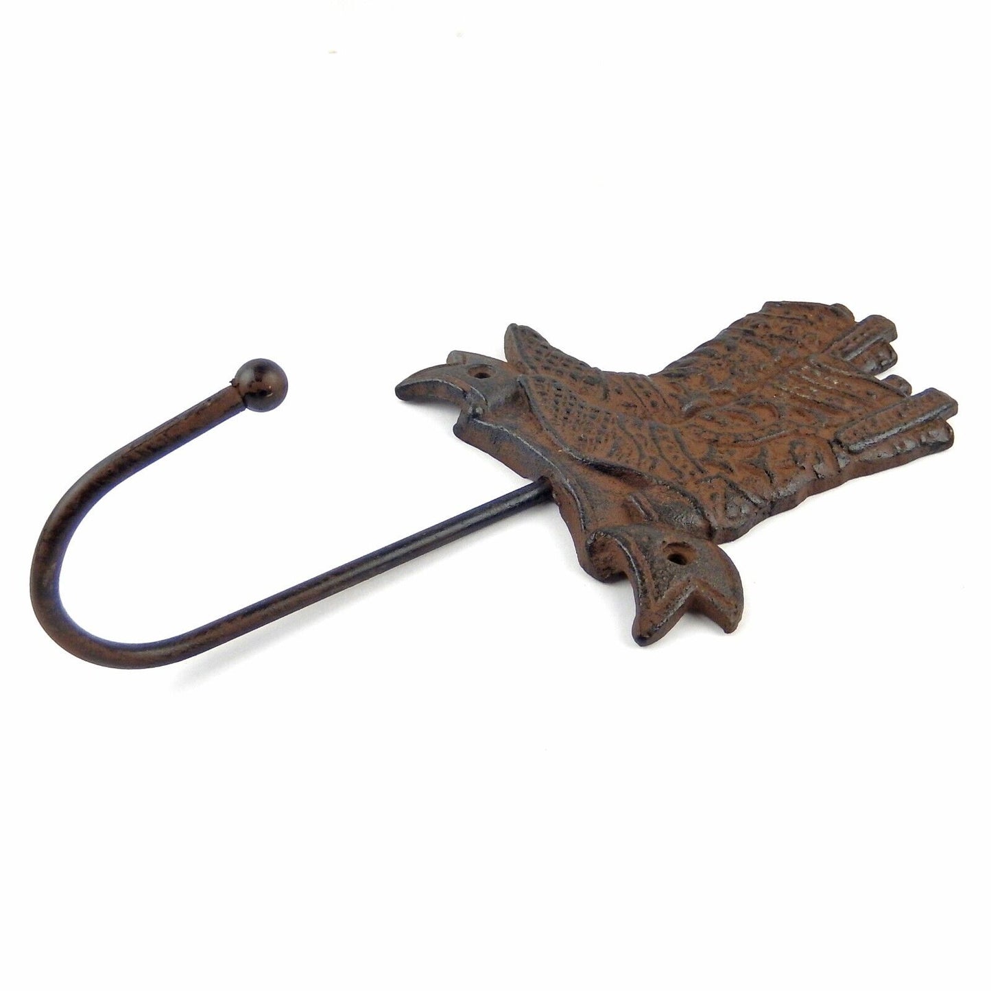 Cast Iron Cowboy Boots Wall Hook Key Towel Coat Hanger Rustic Western Brown