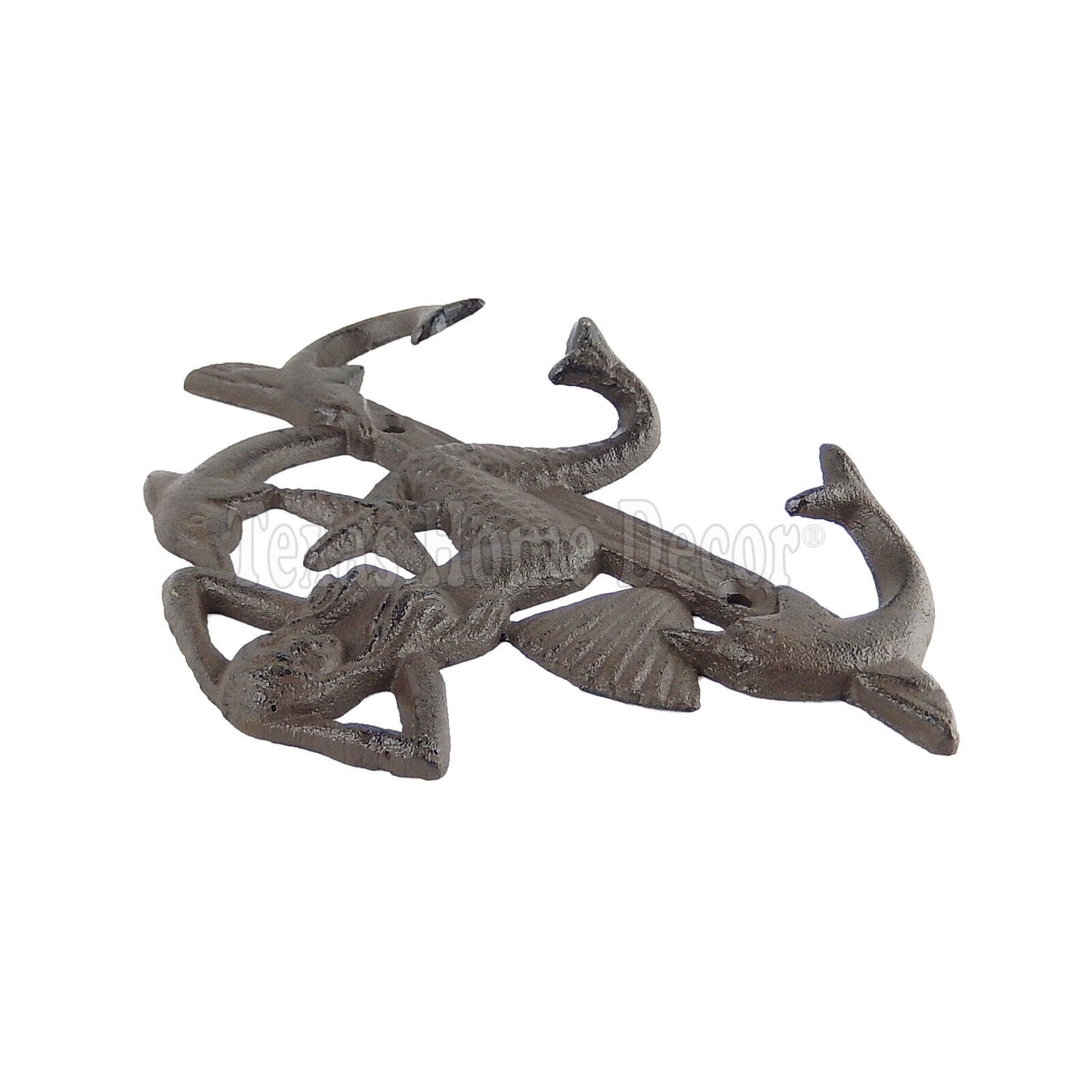 Mermaid Dolphins Hook Towel Rack Coat Hanger Cast Iron Starfish Nautical Decor