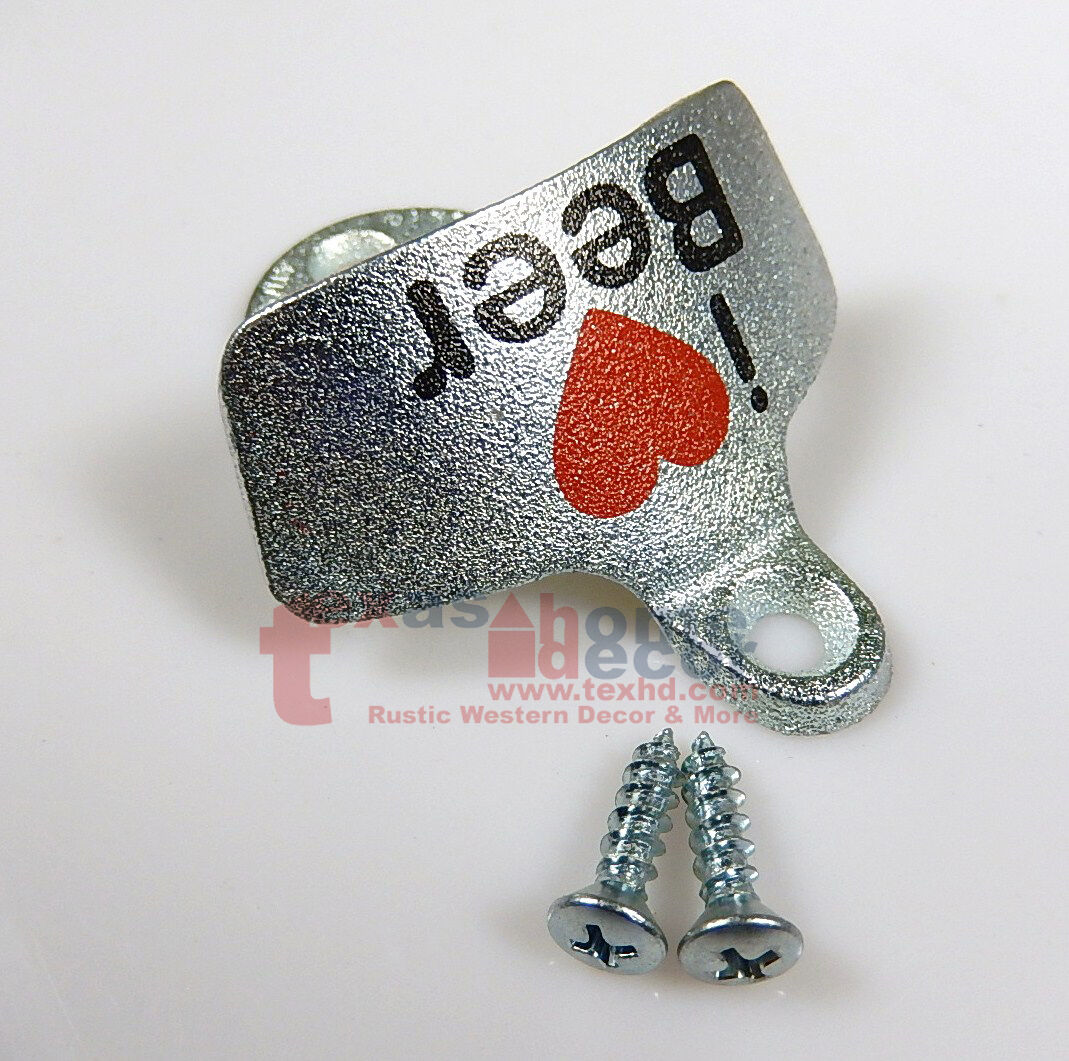 I Love Beer Bottle Opener Heart Starr X Wall Mount Zinc Cast Iron w/Screws