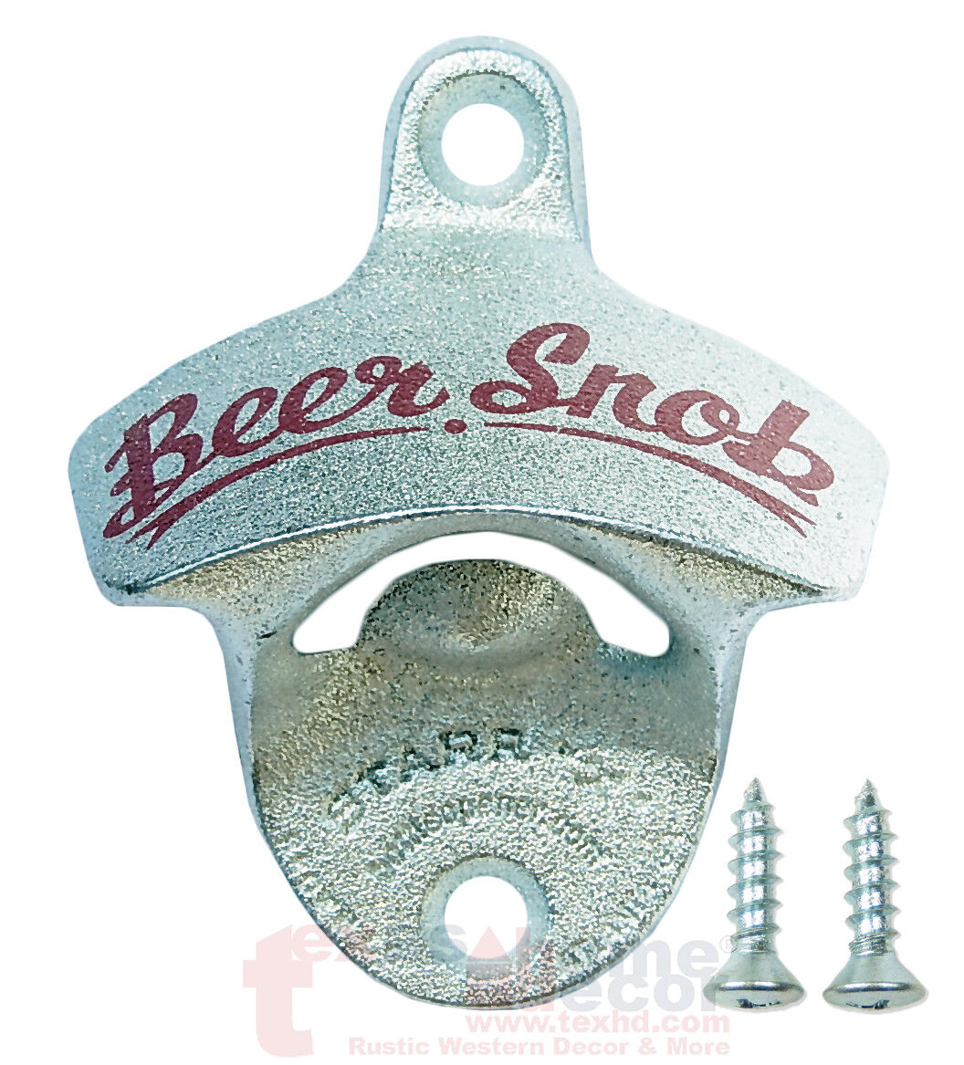 Beer Snob Bottle Opener Starr X Wall Mounted Sturdy Zinc Plated Cast Iron