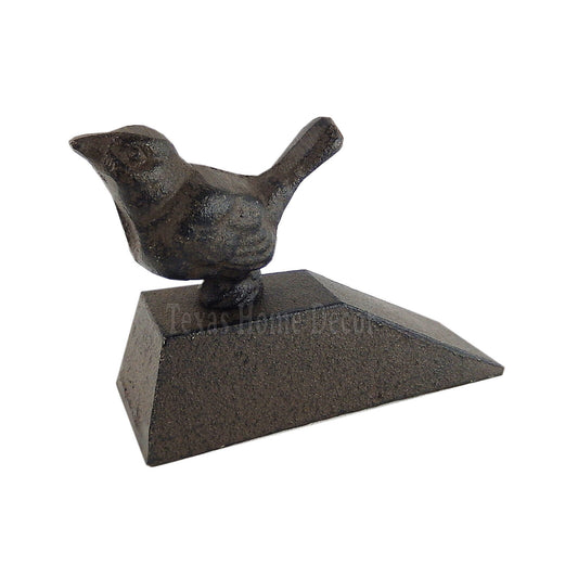 Bird Doorstop Cast Iron Angled Metal Base Antiqued Rustic Brown Finish Decor