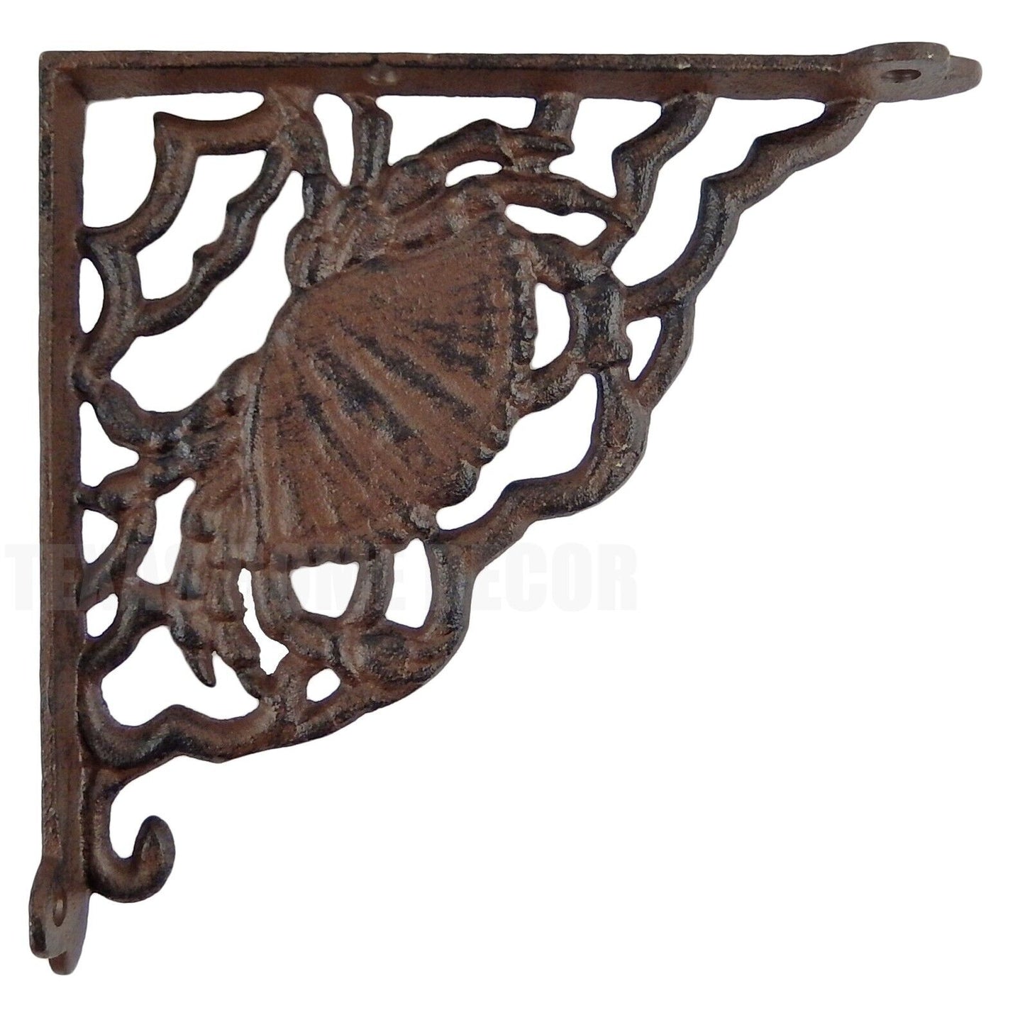 2 Crab Shelf Brackets Heavy Duty Nautical Beach Cast Iron Braces Rustic Brown