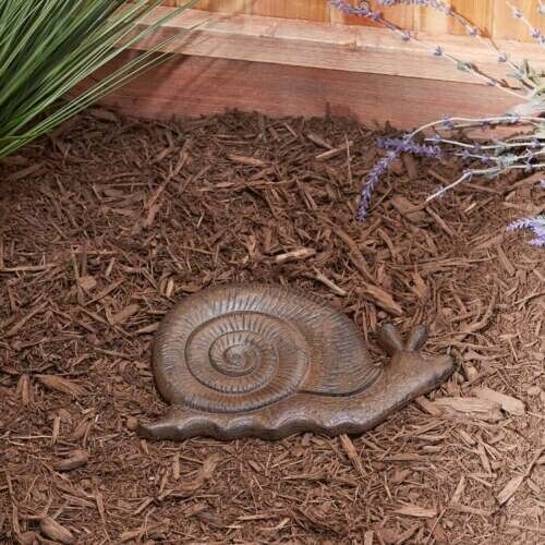 Snail Stepping Stone Large Cast Iron Garden Yard Pond Decor Rustic Brown 13.25"