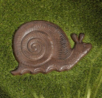 Snail Stepping Stone Large Cast Iron Garden Yard Pond Decor Rustic Brown 13.25"