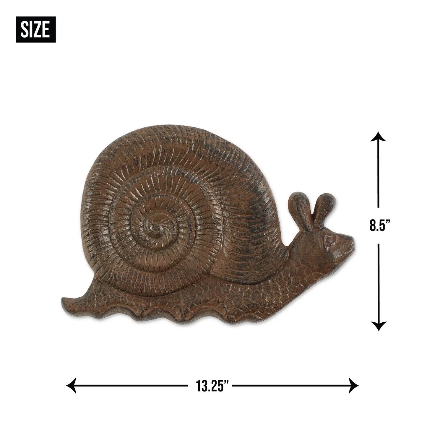 Snail Stepping Stone Large Cast Iron Garden Yard Pond Decor Rustic Brown 13.25"