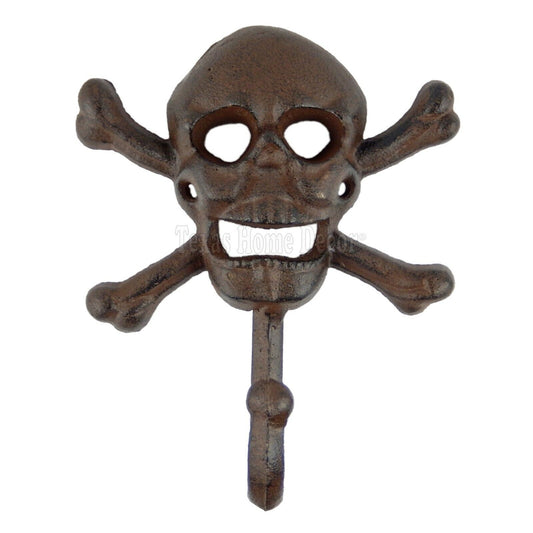 Cast Iron Skull Crossbones Wall Hook Rustic Biker Rocker Towel Coat Wall Hanger