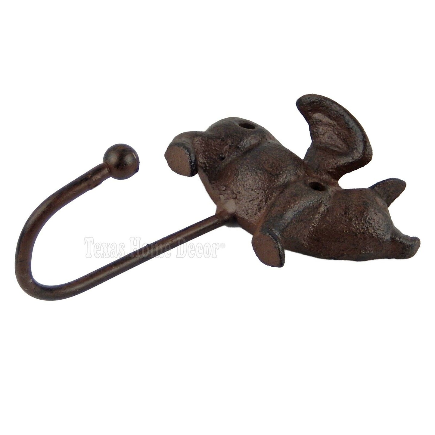 Flying Pig Wall Hook Key Coat Hanger Cast Iron Rustic Brown Finish Antique Style