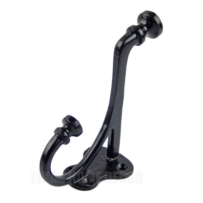 Farmhouse Double Wall Hook Cast Iron Key Coat Towel Hanger Black Powder Coated